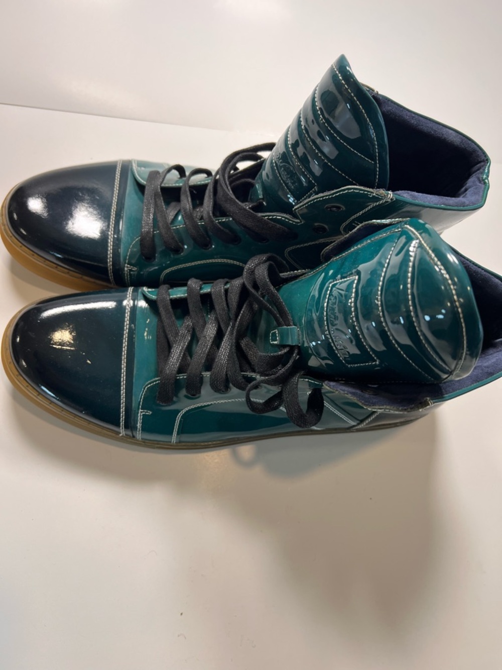 Timberland Glossy Teal and Black High-Top Boat Shoes